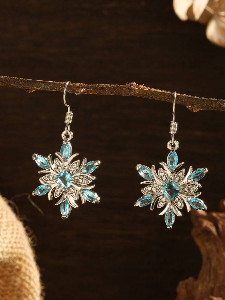 1 pereche cercei cadou cu accesorii de bijuterii în stil boem, cu design creativ la modă cu fulgi de zăpadă, potriviți pentru purtarea zilnică și festivă a femeilor