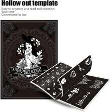 Plantillas de Tatuajes Temporales Reutilizables de PVC, 97 Diseños para Arte Corporal, Kit de Plantillas Huecas para Tatuajes de, Cosquillas, Halloween, Carnaval - 1 - Ver 5
