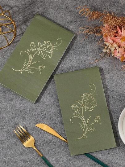 20/40 piezas de servilletas de papel con estampado en caliente de rosas, con un sentido retro avanzado para aniversarios y fiestas de cumpleaños, de pulpa de madera original, sin agentes fluorescentes, no se desvanece fácilmente, de dos capas de papel suave, rosas, muy adecuado para celebraciones de cumpleaños, aniversarios y bodas