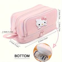 1pc Hello Kitty 多功能大容量可扩展铅笔袋 大容量铅笔袋 简约黑色铅笔袋 简洁结实成人多功能文具收纳袋 多功能收纳袋 铅笔袋 化妆包 适合上学 - 彩色 - 查看 4