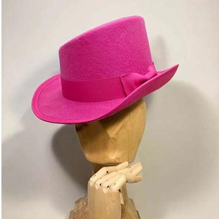 [2025 New] British Retro Handmade Sheepskin Women's Fedora Hat - Royal Jazz Tall Women's Hat | Ruffled Wide Brimmed Woolen Gentleman Hat | Unisex Four Seasons | Makeup Ball Party Hat | Lightweight And Hand Washable | Retro High Top Hat - Suitable For All Occasions - The Perfect Holiday Gift For Halloween And Christmas - 枚紅色 - 查看 1