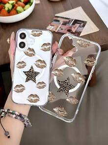 Leopard Lip Print Pattern Premium Magnetic Phone Case For Compatible With IPhone 16e/16/15/14/13/12/11/ProMax/Pro/Plus/XSMax/XS/X, For Compatible With Samsung Galaxy S22/S23/S24/S25/Plus/FE/Edge/Ultra,Fashion Female Summer Unique Cases Transparent Shockproof Anti-Drop Ultra-Thin Design Acrylic+Tpu Hard Back Non-Yellowing Clear Protection Cover Men Casing Girl Women Ultimate Protective Fundas Para Protectores De Celulares Accessories Friend Gift Aesthetic Protector Forro De Teléfono - 無色 - 查看 3