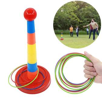 Zomerpop-up 2025! Regenboog plastic cirkel werpspeelgoed 1 set - Onmisbare accessoires voor buitenspelen voor het hele gezin (tuinspellen/zomerspeelgoed)