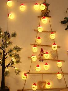 Christmas Snowman Santa LED String Lights, Battery Operated Fairy Lights, Indoor Xmas Decor For Christmas Tree Bedroom Window Holiday Party Decoration, Christmas String Lights, Xmas Tree Decoration Lights - White - View 7