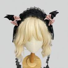 1pc/Set Women's Colorful Butterfly Decor & Wide Lace Headband Hair Accessories, Suitable For Daily Wear And Cosplay, Cute Style, Made Of Polyester And Spandex Halloween Valentine's Day