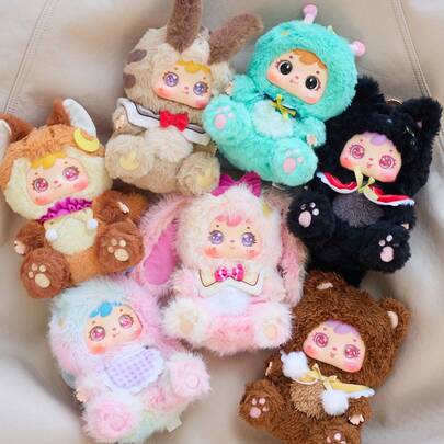  Samuel 月光小夜曲系列盲盒，随机1个，大眼睛毛绒娃娃，家居装饰动物 | 可爱动物摆件 | 迷人设计，适合生日、收藏、惊喜礼物、情人节、圣诞节和节日礼物，硬质内芯，ABS材质，无填充/可爱毛绒挂件/惊喜毛绒盲盒/节日毛绒礼物/成人毛绒收藏/汽车毛绒装饰/毛绒袜子/可爱毛绒/毛绒/迷你毛绒挂件/时尚毛绒