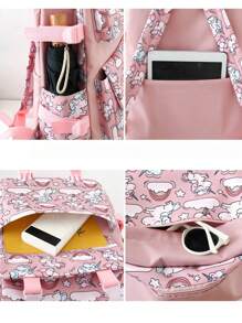 Modischer neuer Hochwertig-Farbiger Einhorn-Muster Schulrucksack Drei-Teile-Set, jugendlich und liebevoll Umhängetasche, süße tragbare thermisch isolierte Lunchbox Tasche, frisch bedruckter Stiftetui, Kapazität für Grundschüler der 1. bis 6. Klasse, Mittelschüler, Oberschüler, Studenten ultraleichte Ausflugstaschen