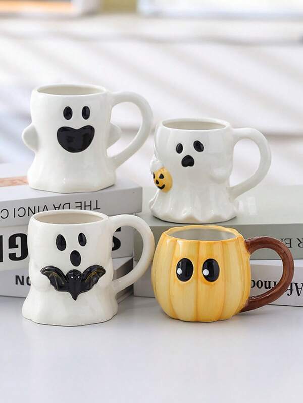 Halloween Mug, Cute Water Cup, Souvenir For Girls, Best Friend Gift, Cartoon Ghost Pumpkin Ceramic Cup