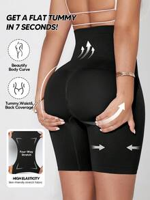 1Pc Women's High-Waist Tummy Control Shorts Mid-Thigh Butt Lift Shapewear For Base Layering