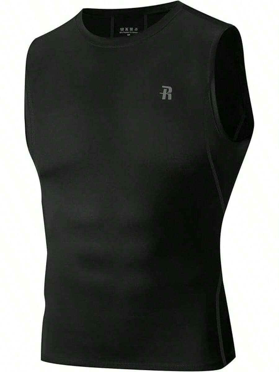 GYHSRunhit Sleeveless Compression Shirt Men Top Athletic Muscle Shirts Men - 黑色 - 查看 1