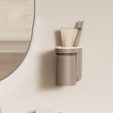 1pc/Toothbrush Rack Punch-Free Toothbrush Mug Home Wall-Hung Mouthwash Mug Couple Tooth Brush Cylinder Rack Family Suit - Multicolor - View 4