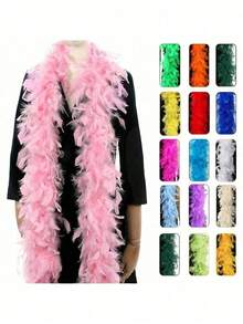 1 pezzo Boa di piume colorate da 2 metri, boa di piume per donne per ballo, matrimonio, festa di Ognissanti, decorazione per palcoscenico, accessori per feste, cappelli, sciarpe, adatto per feste di compleanno, Ognissanti, Natale, corse di cavalli, tea festa, Capodanno, concerti e decorazione per la casa, matrimoni da ballo, esibizioni sul palco, costumi da carnevale e accessori, forniture per feste, scelta ideale per regali