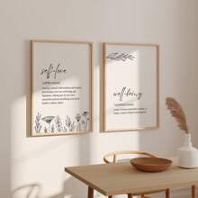 1/2 Stücke minimalistische Wandkunst Bild Selbstliebe Kunst Leinwanddruck, Dekor für psychische Gesundheit für Schlafzimmer, Wohnzimmer oder Büro, Selbstfürsorge Definition inspirierendes Zitat Poster, Geschenk für sie, ungerahmt