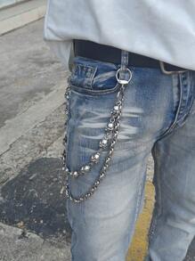 Y2K Stainless Steel Heavy Metal Skull Pants Chain Boy Hip Rock Fashionable Waist Luxury Accessories Summer New Holiday Gifts - Silver - View 2