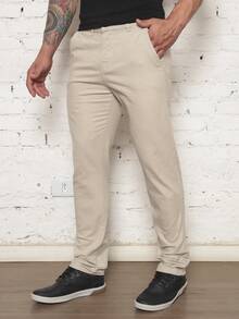 Men's Tailored Twill Trousers, Sporty Fine, Knife Pocket, Built-In Pocket - 淺褐色的 - 查看 1