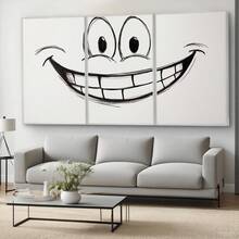 Quadro Decorativo Sorriso Caricato MDF Mosaico Sala Quarto Escritório Impressão Em Hd - Branco - Visão 5