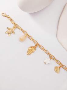 1pc Fashionable Ocean-Themed Bracelet, Suitable For Beach Vacation Wear - Gold - View 2