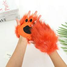万圣节和圣诞节时尚毛绒狼手套