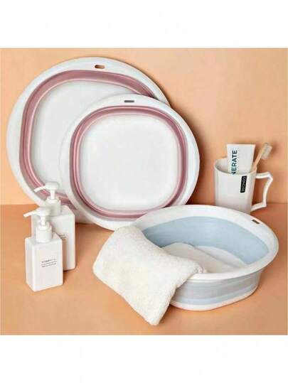 1件/3件折叠式洗脸盆，家用洗脸盆，便携式洗脸盆，加厚塑料洗脸盆，折叠式洗脸盆，浴室收纳，浴室收纳，浴缸托盘，浴室收纳，厨房收纳，水槽