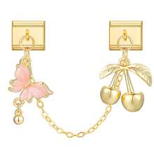 1pc Multifunctional Modular Jewelry Set - Golden Pendant Bracelet, Ring, Anklet, Floral, Star, Bow, Cherry Elements, Lightweight Luxury Design, Freely Combinable