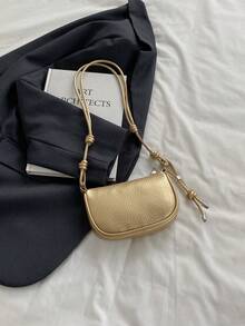 Litchi Texture Mini Crossbody Bag For Women, New Stylish Compact Versatile Daily Bag - Gold - View 8