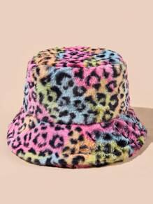 1 件女式人造毛皮柔软纹理扎染彩色图案豹纹印花渔夫帽，适合秋冬户外，休闲，时尚，百搭，男女通用 - A - 查看 13