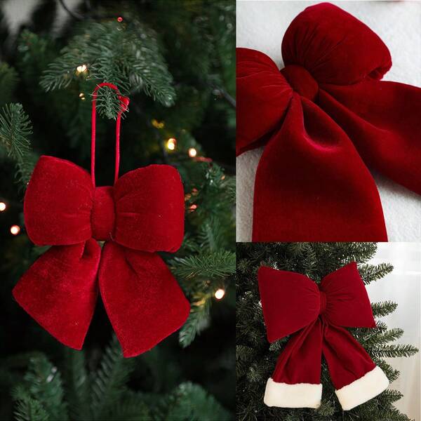 Red Bow Ornament/Christmas Ornament, Christmas Tree Decoration, Festive Hanging Decor, Party & Gathering Atmosphere Accessory