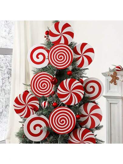 4/3 piezas/20 cm Decoraciones de Navidad con forma de caramelo, adornos de árbol de Navidad con bastones de caramelo rojos y blancos, decoraciones de caramelo lindas, decoración de árbol de Navidad, decoración de hogar y oficina para fiestas navideñas, adecuado para decoración de Navidad y Año Nuevo