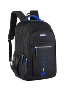 Minimalistischer einfarbiger Rucksack, multifunktionaler College-Stil, Campus-Rucksack, vielseitiger Nylon-Reiserucksack, große Kapazität, Buchstabenbeschriftung, einfache lässige Schultasche, neuer Schulrucksack für Oberschüler mit großer Kapazität, Rucksack für Mittelschüler, Business-Reise-Lässig-Rucksack, Schultasche, Schüler-Lernbedarf, Rucksack für Studenten zum Schulanfang, Schultaschen mit großer Kapazität, Reisetaschen