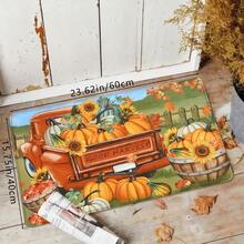 1pc Thanksgiving Harvest Season Crop Print Holiday Doormat, Soft Non-Slip Absorbent Machine Washable Kitchen Mat, Festive Cozy Entryway Rug, Rectangular Low Pile Holiday Home Decor Mat, Suitable For Living Room, Bedroom, Kitchen, Laundry Room, Bathroom
