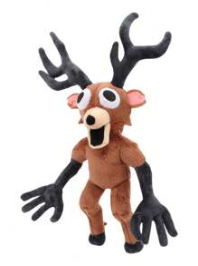 38厘米/14.96英寸 森林里的99个夜晚鹿毛绒玩具站立黑舌头突变鹿填充动物毛绒玩具装饰创意礼物儿童生日派对家居女孩房间装饰游戏收藏家