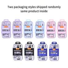 9-Piece Geometry Drawing Tool Set, Including Compass, Protractor, Triangle, Ruler And Pencil Sharpener, Suitable For School And Art Projects, Math Geometry Art Supplies, Student Drawing Tools, School Supplies, Must-Have For School