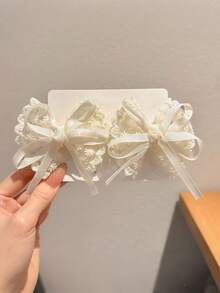 2pcs Plaid Bow Cute Hair Clips, Minimalist Fashion Casual Daily Wear, Bows, Hair Accessories