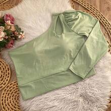 Blusa cropped mula manca manga longa GG 46 a 50 plus size - Verde Claro - Visão 3