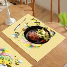 1 buc/4 buc/6 buc covoraș de masă din in cu model de elf, potrivit pentru masă, decor pentru toate anotimpurile, covoraș de masă modern lavabil, decor pentru cameră, suporturi pentru pahare, bucătărie, petrecere în interior și exterior, decor pentru casă, cadou ideal - Multicolor - Vizualizare 7