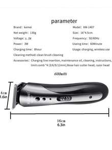 Kemei KM-1407 三合一电动理发器、鼻毛/耳毛修剪器和剃须刀套装，USB充电，男士多功能理容套装（1套） - 彩色 - 查看 4
