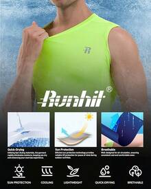 GYHSRunhit Sleeveless Compression Shirt Men Top Athletic Muscle Shirts Men - 黃色 - 查看 5