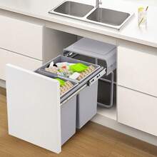 YUNRUX Kitchen Trash Can, 40L Pull-Out Recycling Bin, Non-Slip Kitchen Recycling Trash Can - A - 查看 9