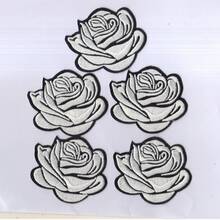 5 piezas de parches bordados con flores de rosa, parches decorativos de aplicación para chaquetas, jeans, camisetas, bolsos - Multicolor - Ver 2