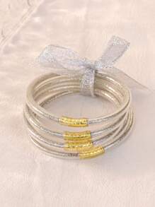 5pcs/Set Glitter Jelly Bangles Bracelet Luxury Jewelry Bracelet For Women Wedding Gift