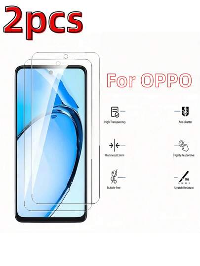 2 piezas para: Protector de pantalla de teléfono móvil OPPO, para: OPPO Reno13 F, OPPO Reno13, OPPO Reno12 F 5G, OPPO Reno12 F 4G, OPPO Reno11 F, OPPO Reno8 T 4G, OPPO A80 5G, OPPO A60 5G, OPPO A60 4G, Vidrio templado, protector de pantalla de teléfono, película protectora de teléfono, película de vidrio de teléfono, película de pantalla de teléfono, protector de pantalla de teléfono, película de protección de pantalla de teléfono, protector de pantalla de teléfono, cubierta de protección de pantalla, accesorios esenciales de protección de pantalla, aplicable a protección diaria, oficina, accesorios de teléfono para el hogar a prueba de agua, a prueba de golpes, antiarañazos, antihuellas dactilares, de cobertura completa