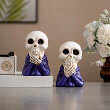 1 Stück Halloween gruselige Harz Deko lachender Schädel Ornament, unheimliche Atmosphäre Feier Dekoration Geschenk, Vintage Stil, geeignet für Spiele, Malerei, Küche, DIY, Abschluss, Büro, Möbel für Zuhause