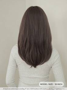 NAMM 18 Zoll lila schulterlange Perücken für Frauen, wunderschöne flauschige gerade Perücken mit Pony, synthetische Vollperücken für den täglichen Gebrauch, Musikfestival, Party, Anime oder Kostümfotografie - Violett - Übersicht 2