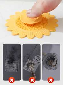 1 szt. sitko do odpływu zlewozmywakowego typu Press-Type, pokrywa odpływu podłogowego, korek odpływu zapobiegający powstawaniu zapachów, pokrywa odpływu prysznicowego z łapaczem włosów, filtr do zlewozmywaka z kwiatowym wzorem do łazienki, artykuły gospodarstwa domowego, akcesoria łazienkowe, wystrój łazienki, wystrój jesienny, powrót do szkoły - Wielokolorowe - Zobacz 3