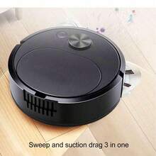 Black New Rechargeable Vacuum Cleaner, Mini Cleaning Device, Automatic Dust Collector, 3-In-1 Smart Robot Sweeper - Black - View 8