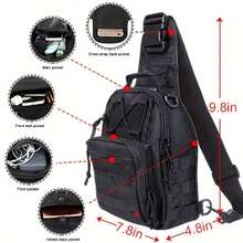 Small Fishing Backpack, Fly Fishing Shoulder Bag, Fishing Gear Bag, Waterproof|Wear-Resistant|Durable|Molle|EDC|Outdoor Tactical Messenger Bag, Men's And Women's Shoulder Backpack, Suitable For Outdoor Shooting Range, Hiking, Fishing Camping, Daily Carry Small Gym Bag - màu đen - Xem 2