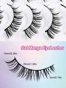 Asiteo 5 Pairs Full Strip Style False Eyelashes - Natural Curl, Long, Soft, Crossed, Winged, Thin Black Band But Not Scratchy, Charming Cartoonish Looking, Reusable, Suitable For Daily Life, European And American Style, Portable, Easy To Apply - 黑色 - 查看 2