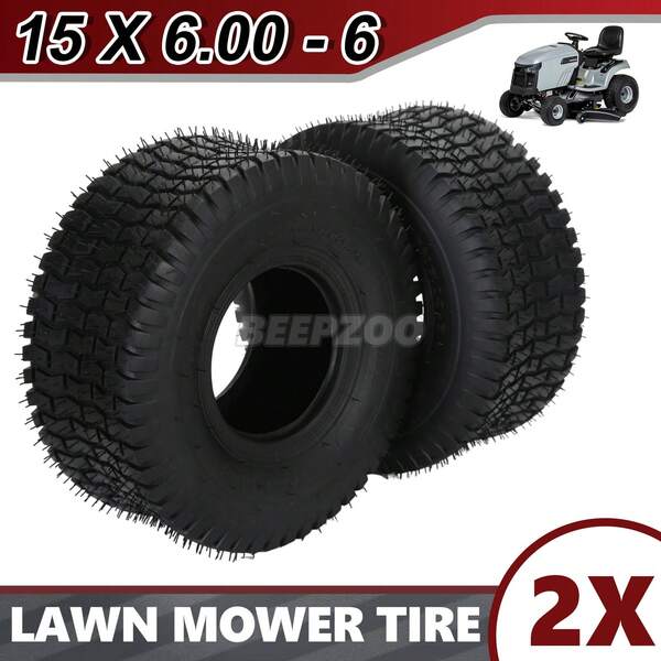 Ride On Mower Tyres 15x6.00-6 Tyres Turf Saver Commercial 4-PLY Lawn Tyres Parts