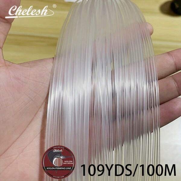 خيط نايلون شفاف فردي كبير من شركة Chelesh بطول 100 متر/109 ياردة، خيط صيد عالي القوة، متوفر بأقطار من 0.8 مم إلى 2.5 مم، مناسب للمياه العذبة والمالحة وصيد البحر، مثالي للقذف لمسافات طويلة وصنع الشباك، ليس حبل، خيط خرز، أحادي قوي، يستخدم لتعليق الديكورات والأعمال اليدوية، هدية للصيد