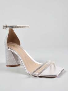 Women's Silver Rhinestone Sandal Fashion Women's Footwear Modern Straps Fashion Women's Shoes - 銀色 - 查看 3